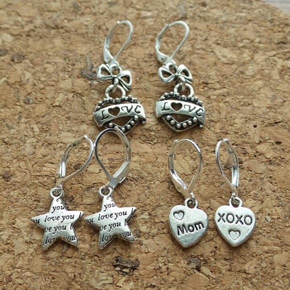 3 Pairs, Tibet Silver Lever Back Earrings - Picture 1 of 8